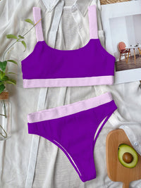 Thumbnail for Contrast Scoop Neck Wide Strap Two-Piece Swim Set - T - 5 COLORS -