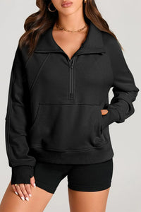 Thumbnail for Half Zip Long Sleeve Sweatshirt - T - 1 COLOR -