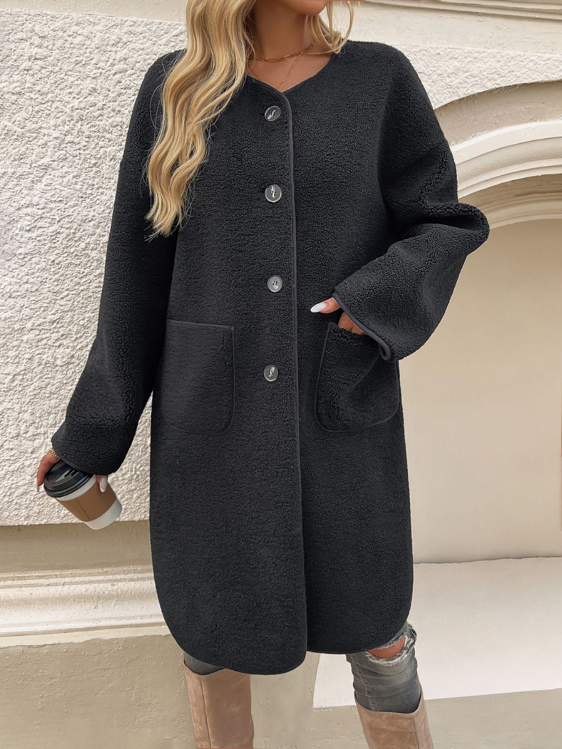 Devine Button Up Long Sleeve Coat - T - 4 COLORS -