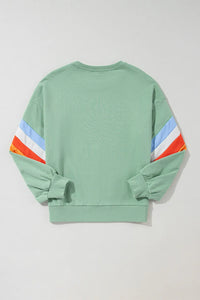 Thumbnail for Contrast Round Neck Long Sleeve Sweatshirt - T - 1 COLOR -