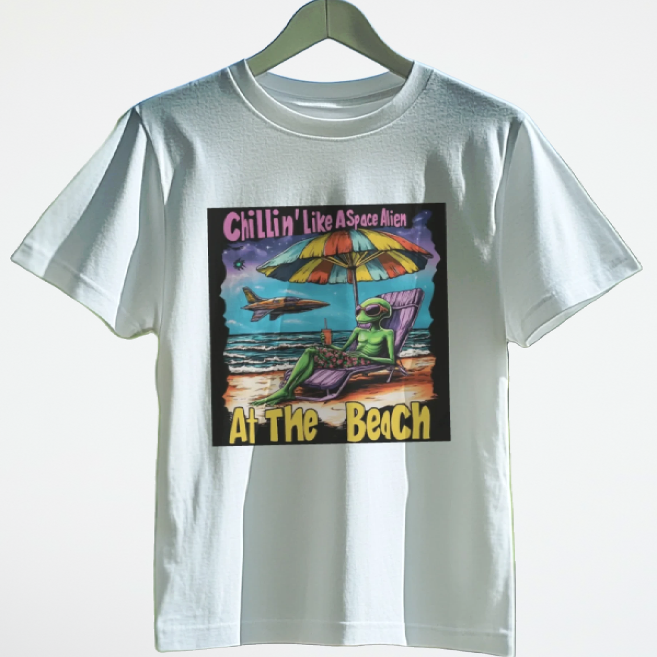 Chillin Like an Alien... At the Beach T-Shirt, Fun Alien Tee Gift - 2 COLORS -