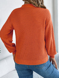 Thumbnail for Cutout V-Neck Long Sleeve Sweater - T - 3 COLORS -