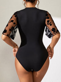 Thumbnail for Surplice Lace Half Sleeve Bodysuit - T - 1 COLOR -