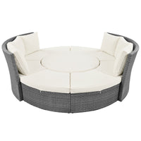 Thumbnail for Patio 5-Piece Round Rattan Sectional Sofa Set All-Weather PE Wicker Sunbed Daybed With Round Liftable Table and Washable