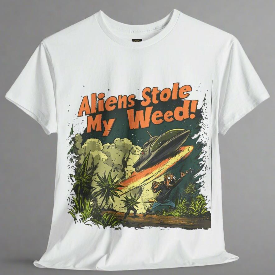 "Aliens Stole My Weed!", Funny Alien T-Shirt - 5 COLORS -