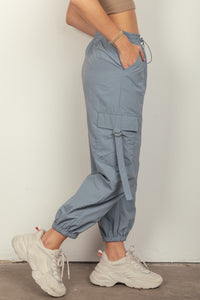 Thumbnail for VERY J Elastic Waist Woven Cargo Pants - T - 1 COLOR -