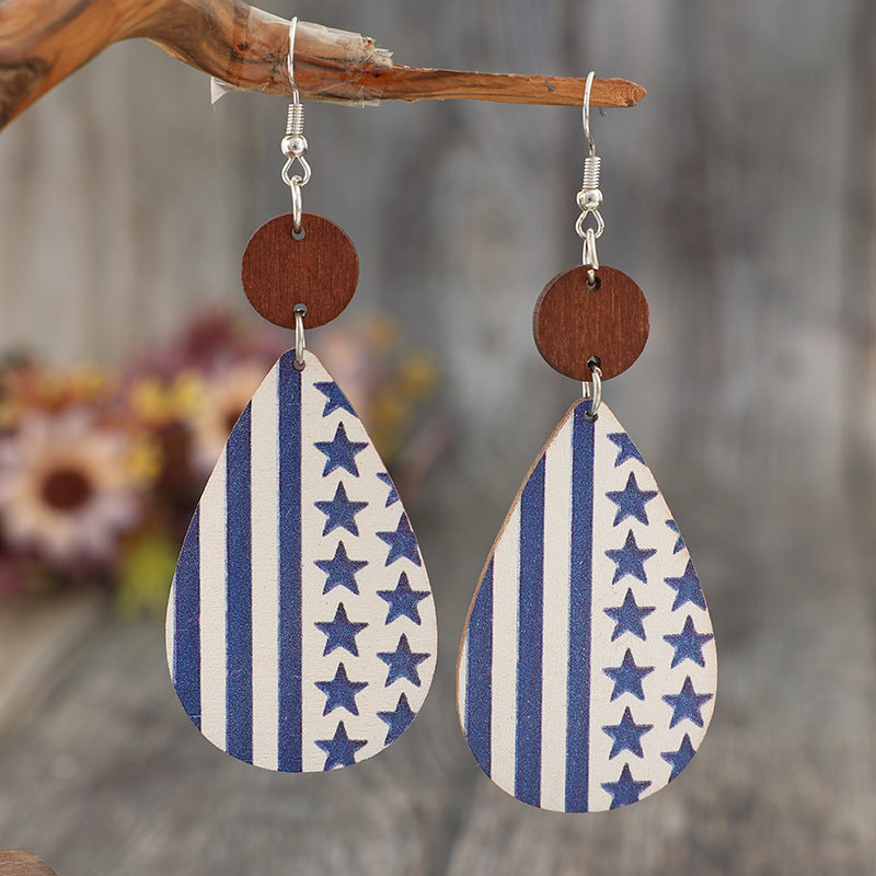 Printed PU Leather Dangle Earrings - T - 2 COLORS/PATTERNS -