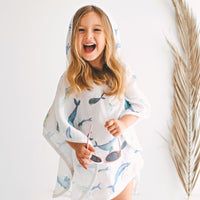 Thumbnail for Geople - Baby Beach Bath Towel Muslin Hooded Poncho - Whale - 1 COLOR -