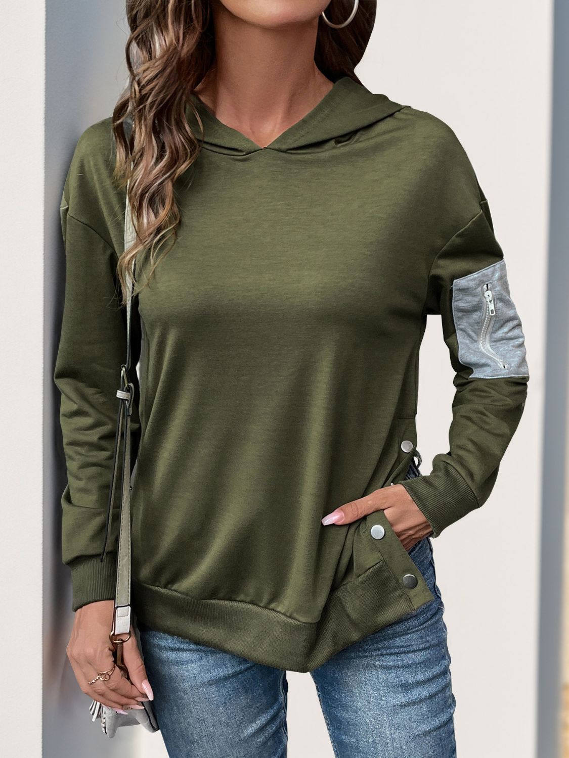 Perfee Dropped Shoulder Long Sleeve Hoodie - T - 1 COLOR -