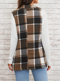 Thumbnail for Plaid Button Down Vest Jacket - T - 1 COLOR -