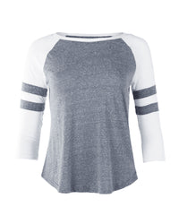 Thumbnail for Junior Fit Women's Baseball Raglan Color Block 3/4 Sleeve Active Tee - 1 COLOR -