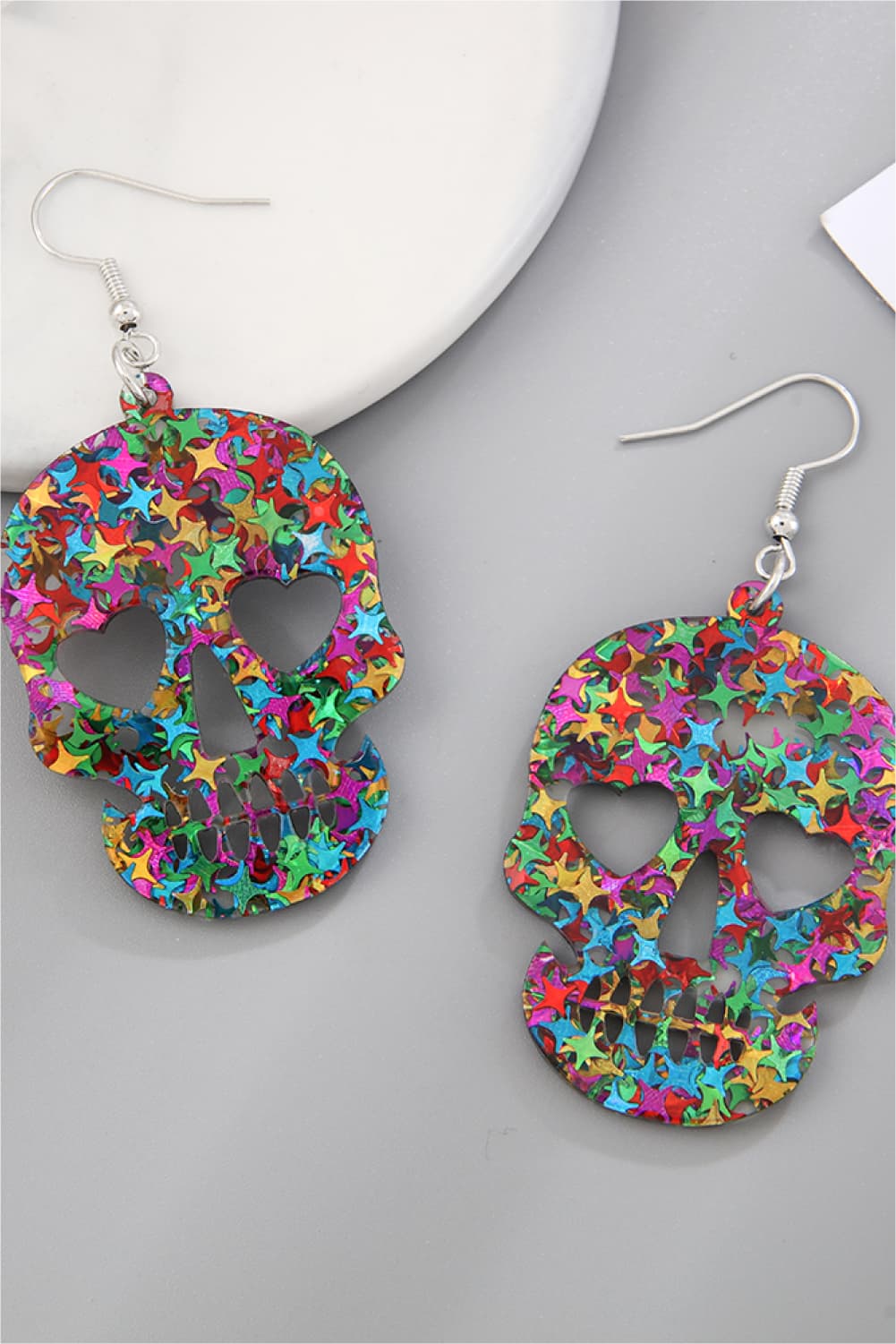 Acrylic Skull Drop Earrings - T - 4 COLORS -