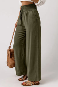 Thumbnail for Smocked High Waist Wide Leg Pants - T - 1 COLOR -