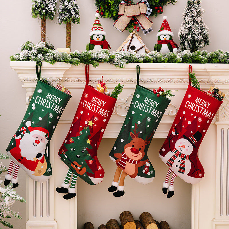 Printed Christmas Stocking Hanging Dangling legs & feet  - [5-10 DAY DELIVERY] - 21.7" HT. - 4 TYPES - T -