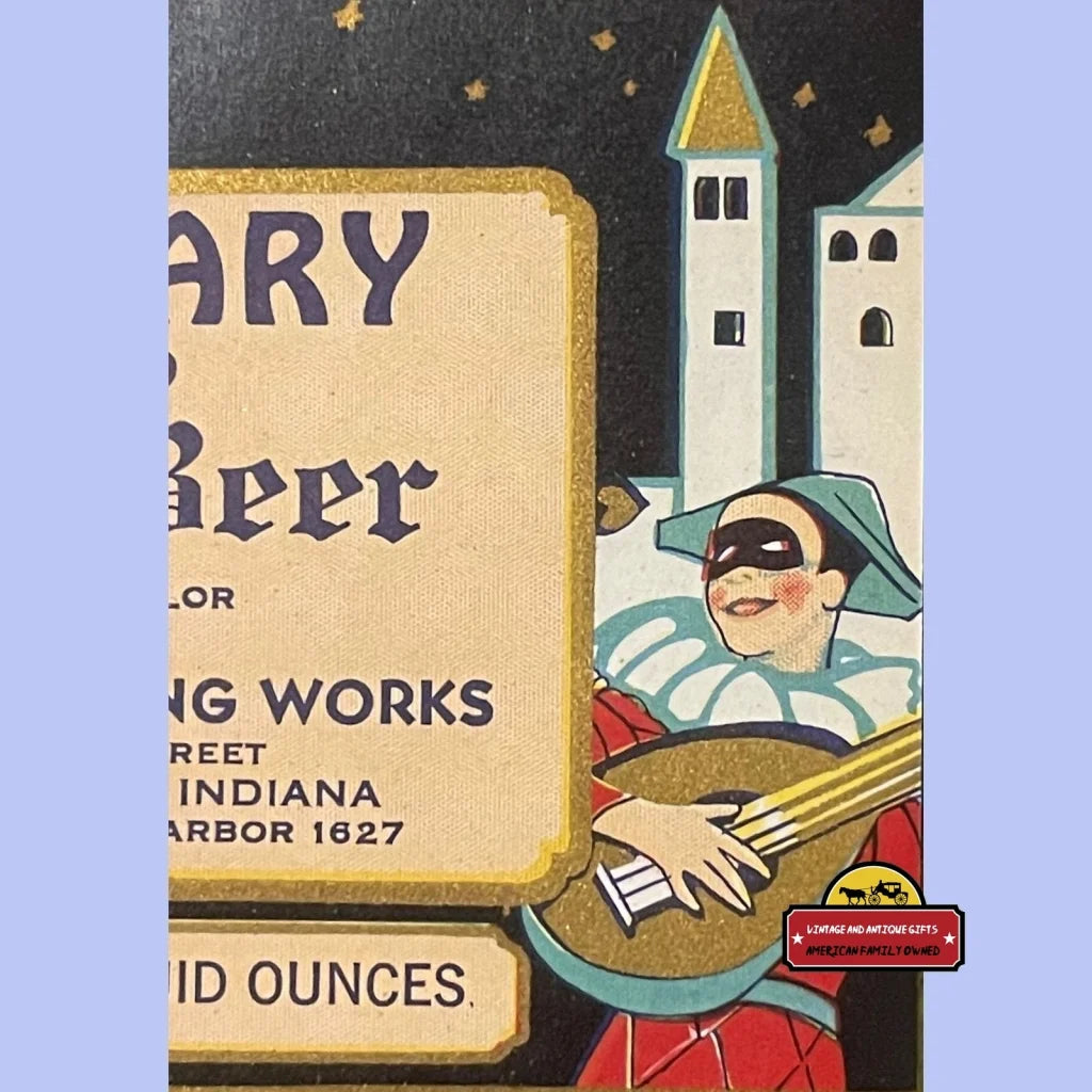 Antique Sanitary Root Beer Label, Indiana Harbor, In, Medieval Court Jester, Castles, Princess 1920s