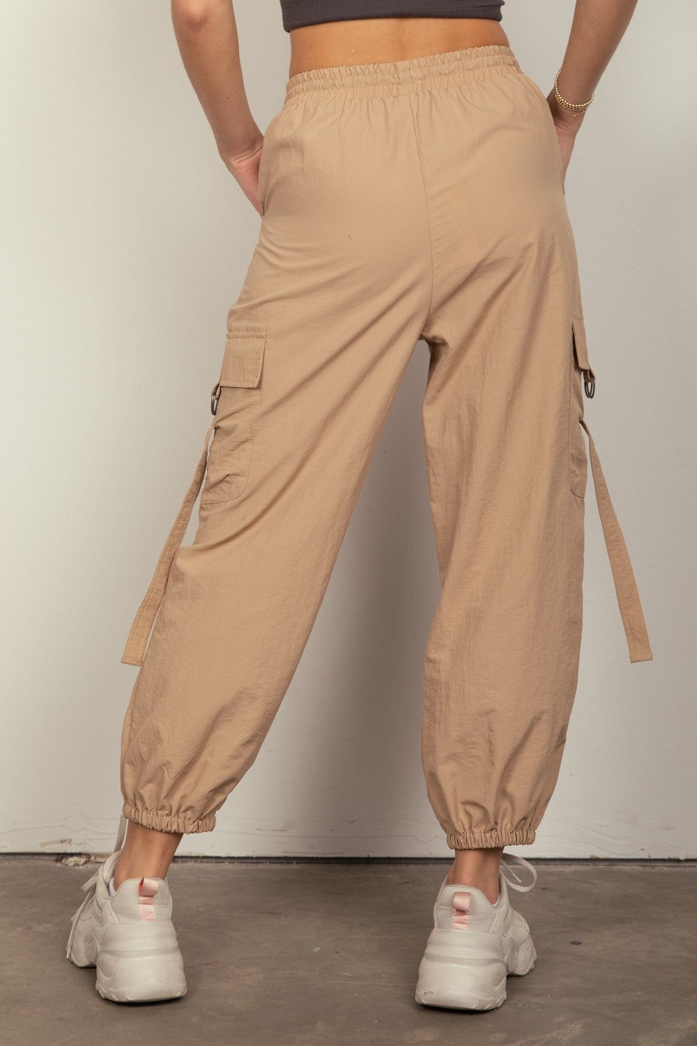 VERY J Elastic Waist Woven Cargo Pants - T - 1 COLOR -