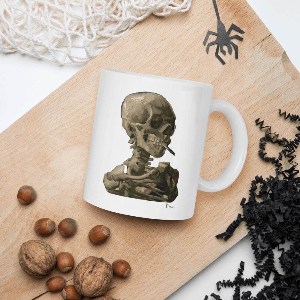 Van Gogh Skull of a Skeleton With Burning Cigarette 1886 Mug - 2 SIZES - 1 COLOR -