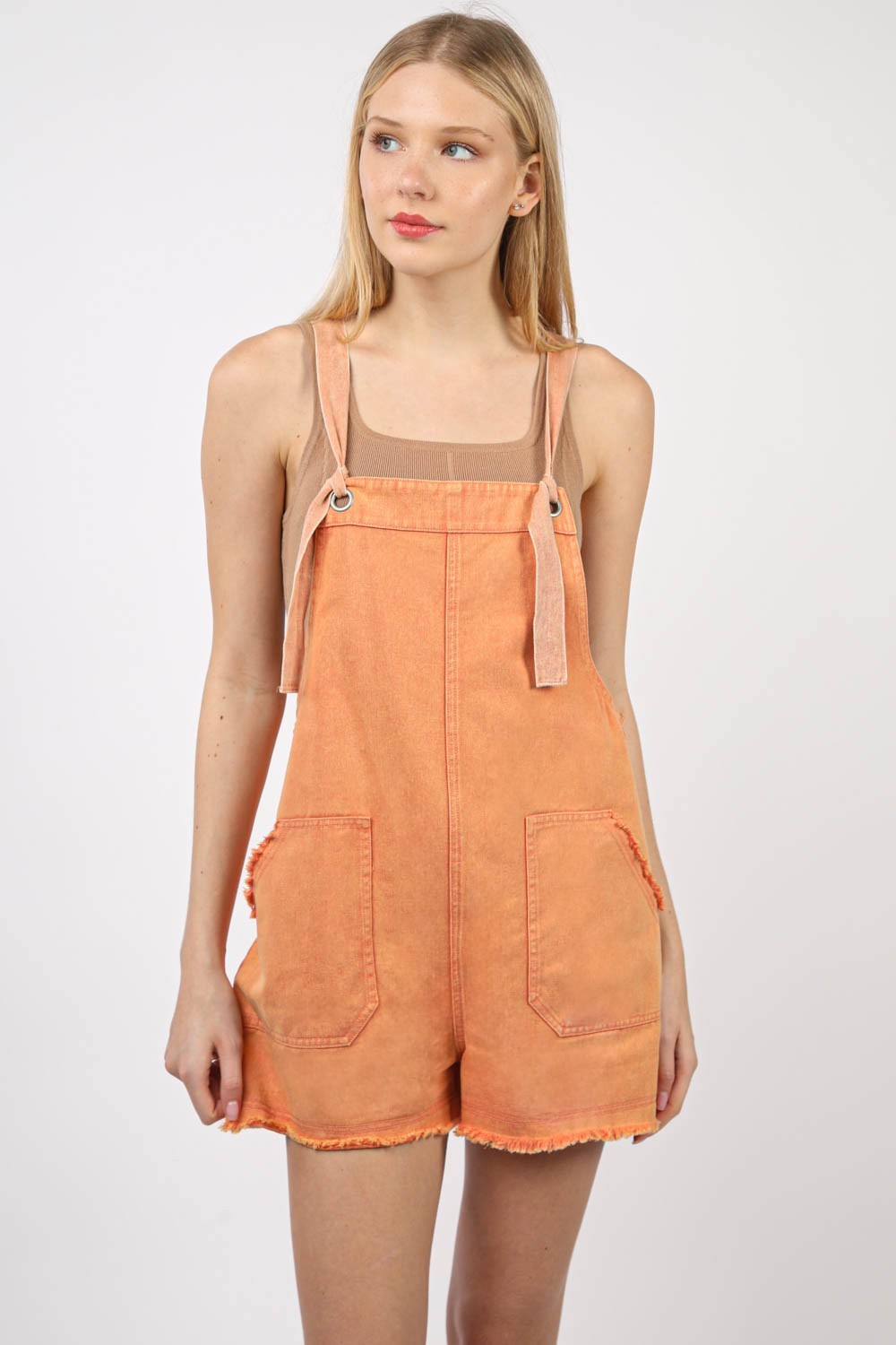 VERY J Washed Frayed Hem Denim Overall - T - 1 COLOR -