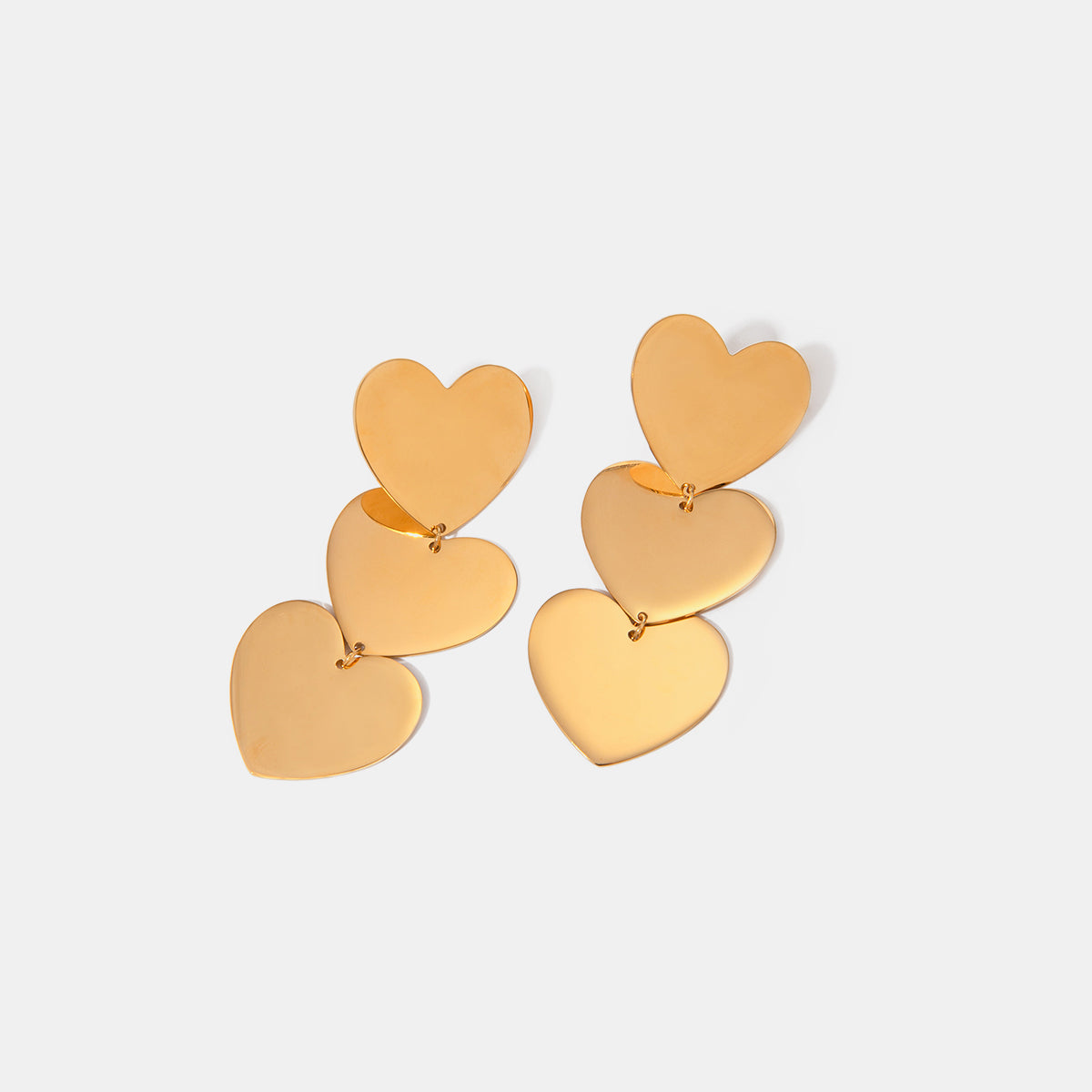 18K Gold-Plated Heart Earrings - T - 1 FINISH -