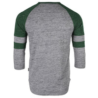 Thumbnail for Men's 3/4 Sleeve GREEN Baseball Football College Raglan Henley Athletic T-Shirt - 2 COLOR COMBOS -