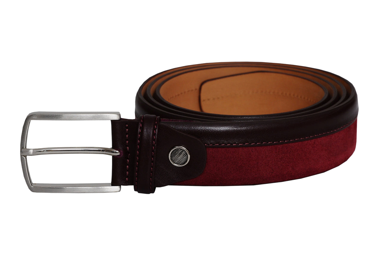 Jkel - Siene Burgundy Leather Men Suede Belt -