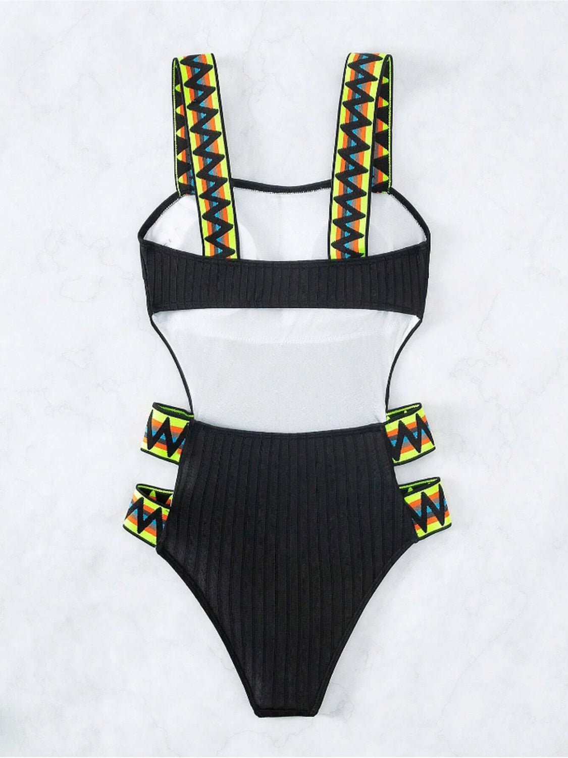 Cutout Wide Strap One-Piece Swimwear - T - 2 COLORS -