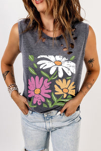 Thumbnail for Distressed Graphic Round Neck Tank - T - 1 COLOR -