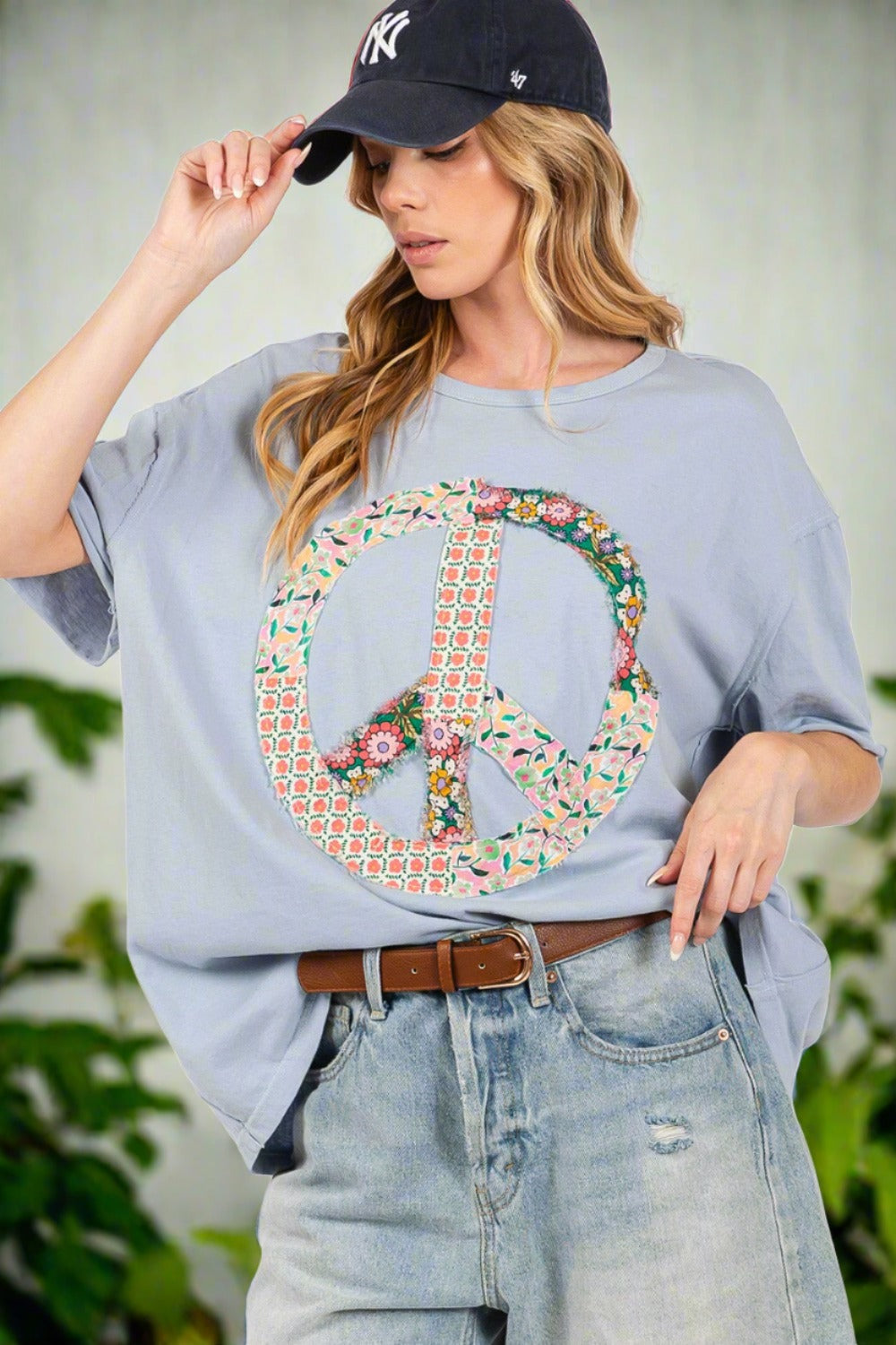 SAGE + FIG Peace Sign Round Neck Half Sleeve T-Shirt - T - 1 COLOR -