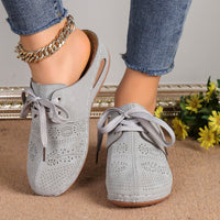 Thumbnail for Lace-Up Round Toe Wedge Sandalesques - T - 5 COLORS -