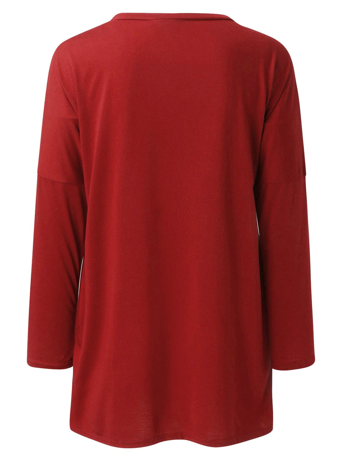 Full Size Round Neck Drapey Long Sleeve T-Shirt - SIZES S THRU 3XL - T - 6 COLORS -