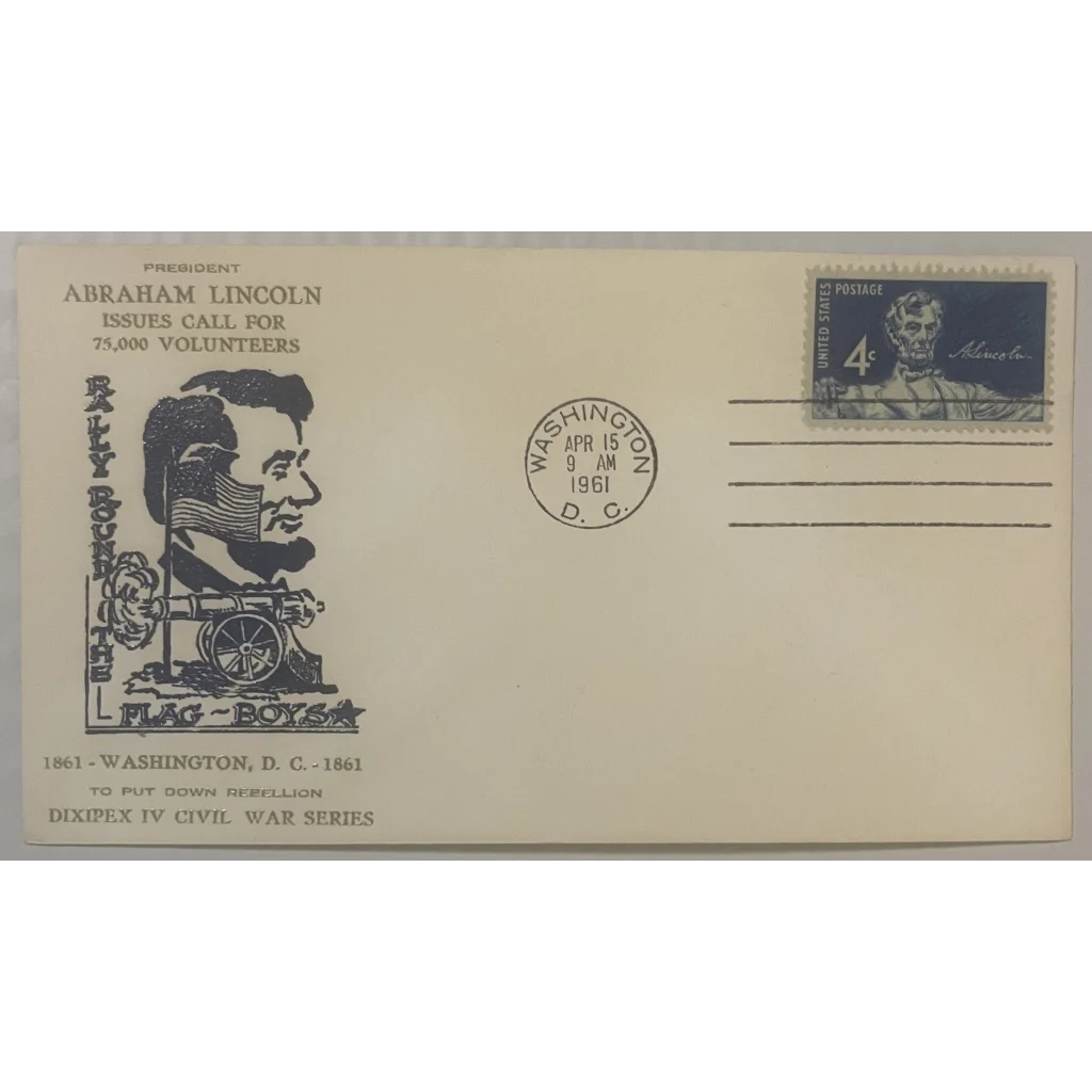 Vintage 1961 📣 Civil War Centennial Series Lincoln Embossed Stamped Envelope