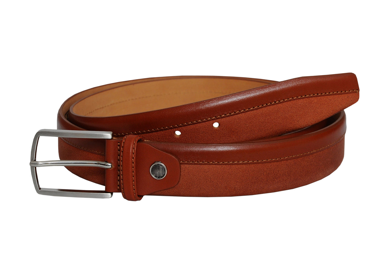 Jkel - Siene Tan Leather Men Suede Belt -