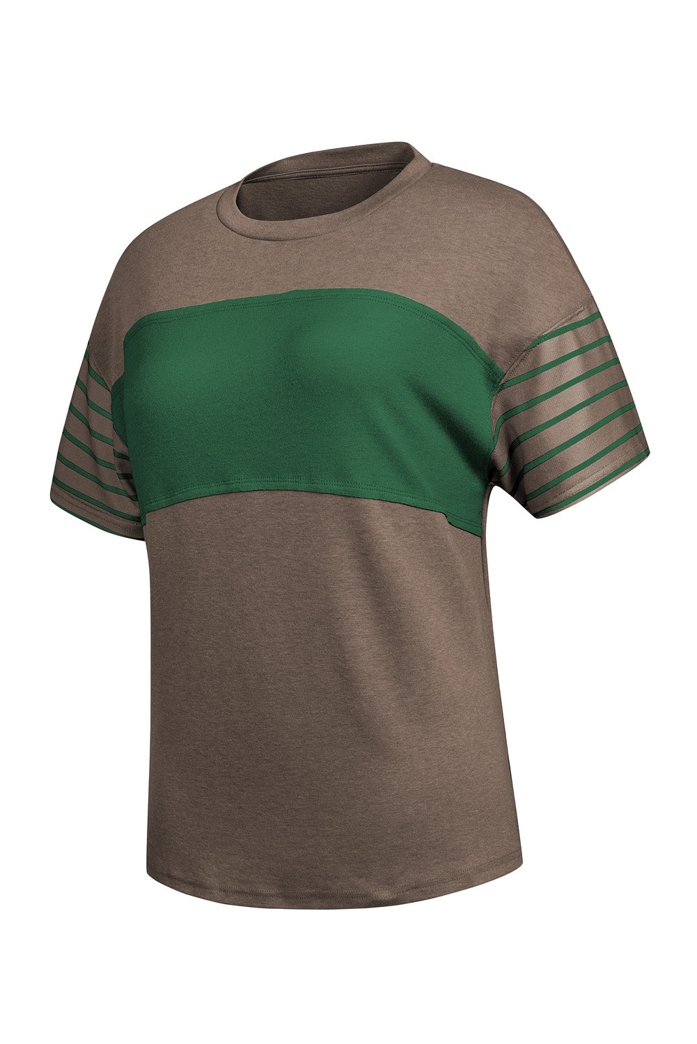 Striped Round Neck Short Sleeve T-Shirt - T - 6 COLORS -