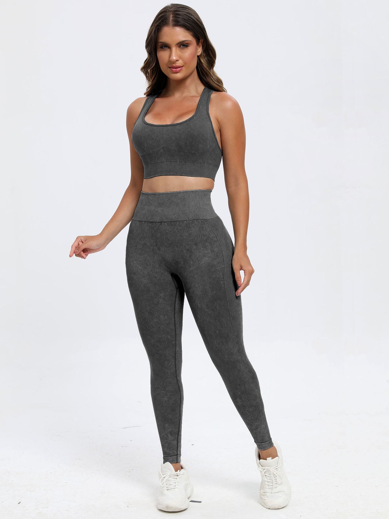 Scoop Neck Wide Strap Top and Leggings Active Set - 2 PCS. - T - 5 COLORS -