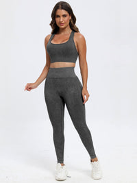 Thumbnail for Scoop Neck Wide Strap Top and Leggings Active Set - 2 PCS. - T - 5 COLORS -