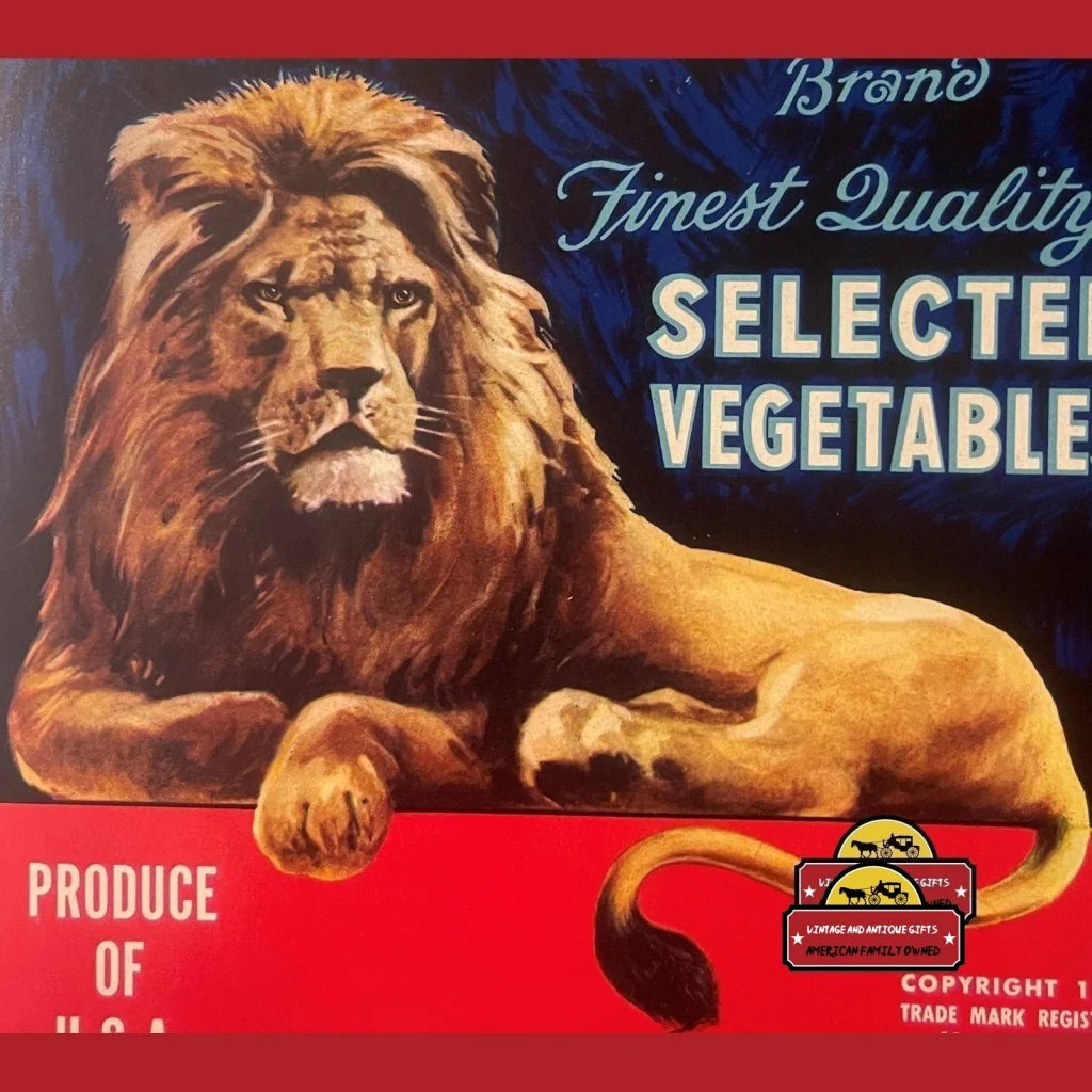 Antique Vintage Lion Crate Label 1930s, Watsonville, Ca, King of the Jungle!