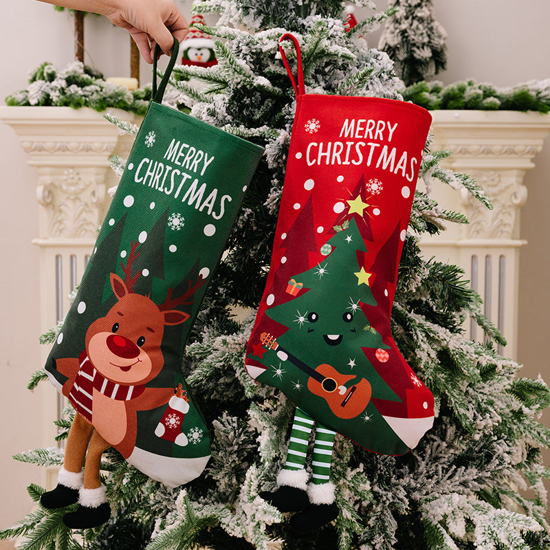 Printed Christmas Stocking Hanging Dangling legs & feet  - [5-10 DAY DELIVERY] - 21.7" HT. - 4 TYPES - T -