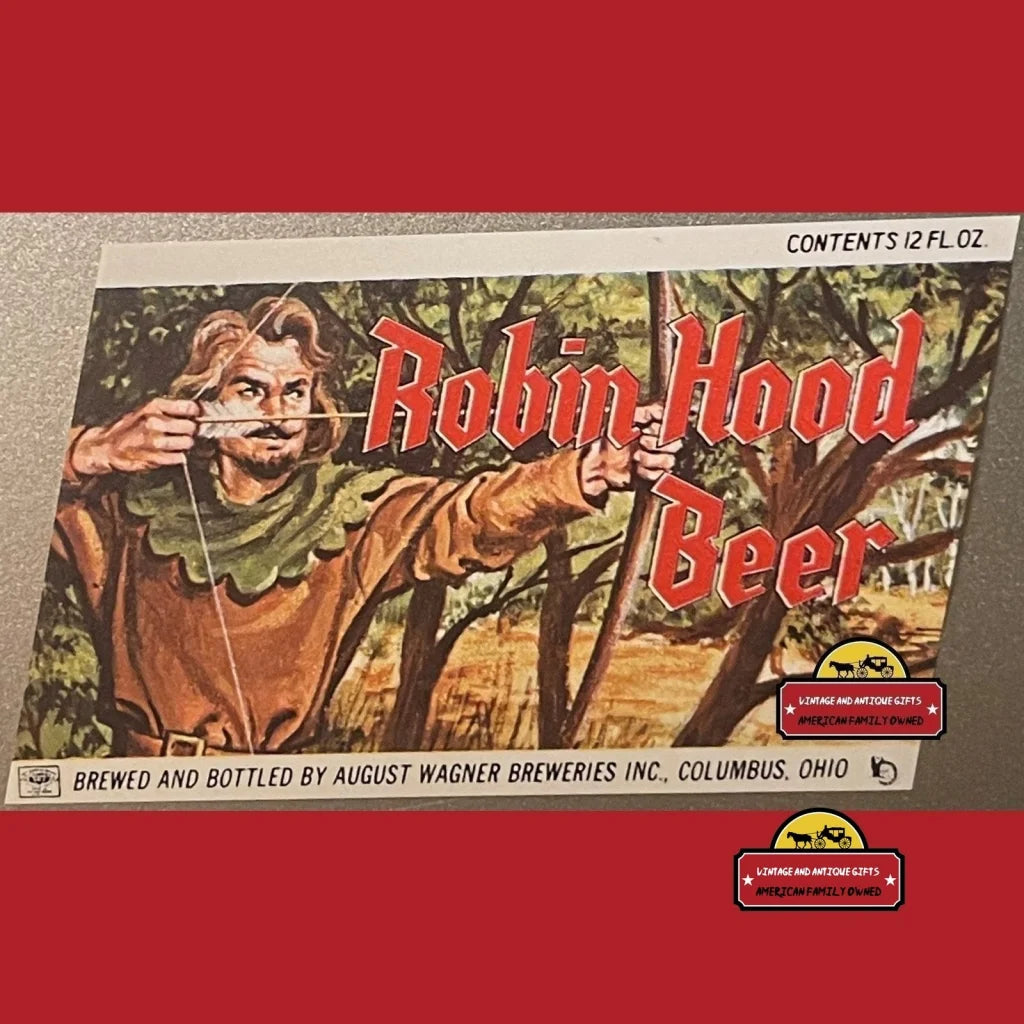 Rare Vintage Robin Hood Beer Label, Columbus, Oh 1970s