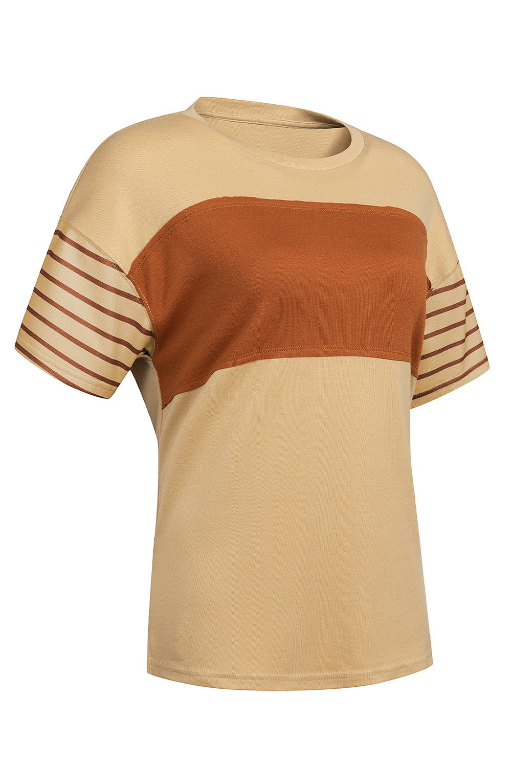 Striped Round Neck Short Sleeve T-Shirt - T - 6 COLORS -