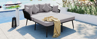 Thumbnail for Outdoor Patio Daybed, Woven Nylon Rope Backrest With Washable Cushions for Balcony, Poolside, Set for 2 Person, Gray