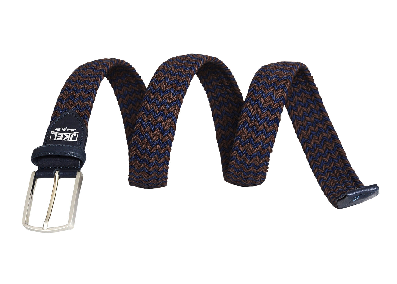 Jkel - Manarola Brown Blue Plaited Men Stretch Belt -