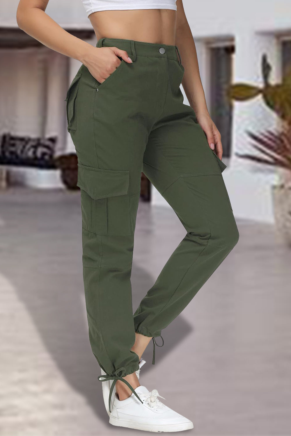 Full Size High Waist Pants with Pockets - T - 3 COLORS -