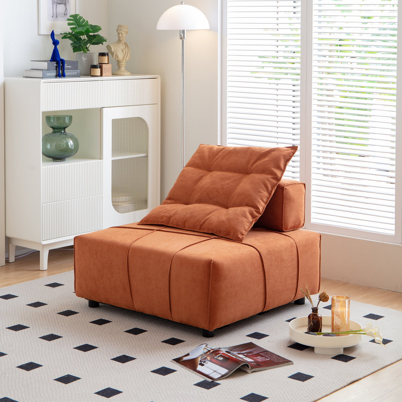 Modular Sectional Single Sofa,Armless Chair With Removable Back Cushion -33.1"For Living Room