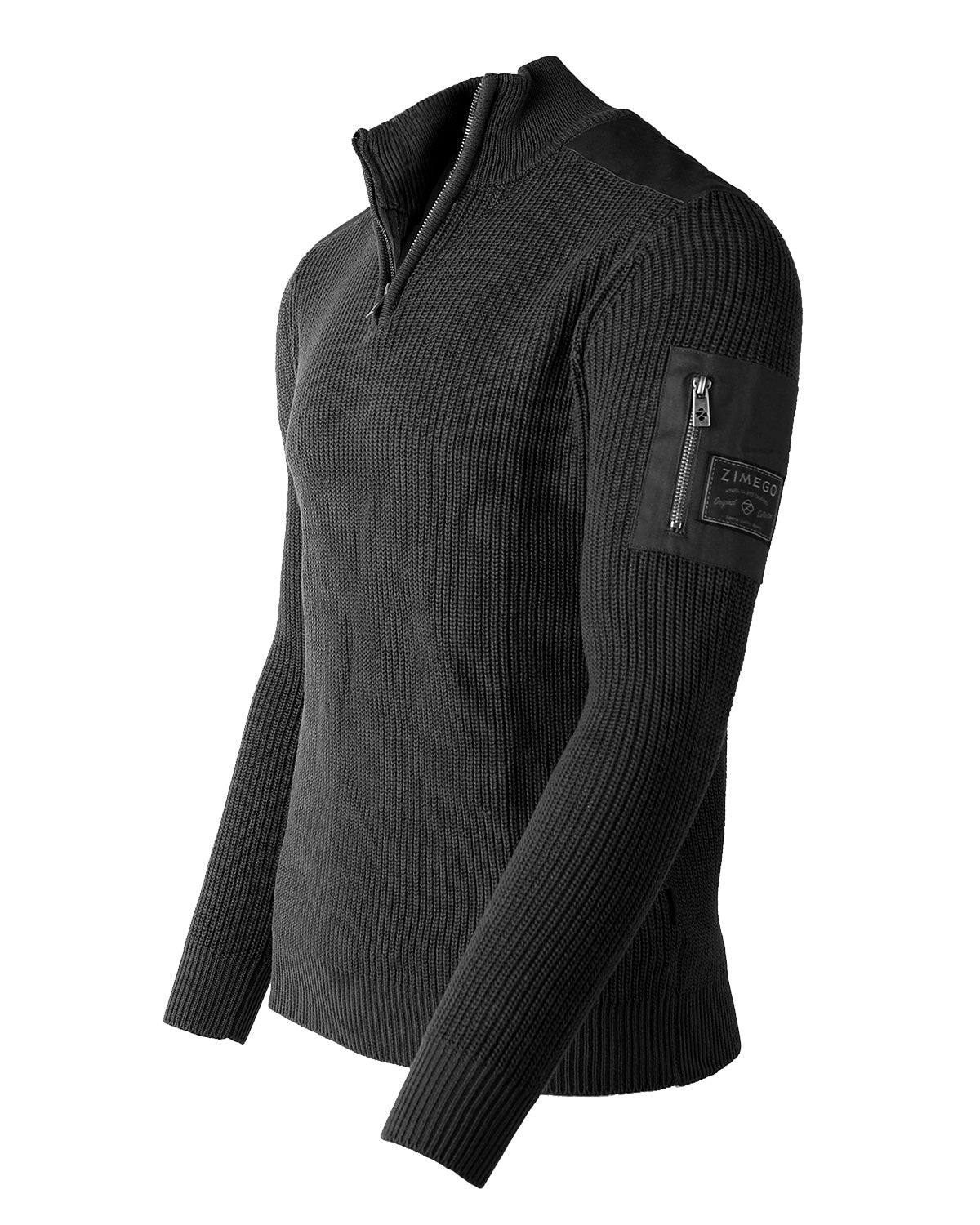 Mens Long Sleeve Pullover Quarter Zip Mock Neck Polo Sweater - 1 COLOR -