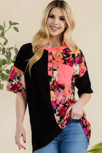 Thumbnail for Celeste Full Size Floral Short Sleeve T-Shirt - T - 2 COLORS -