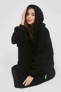 Thumbnail for Lantern Sleeve Oversized Hooded Fuzzy Lounge Dress - 1 LARGE OVERSIZE - T - 2 COLORS -