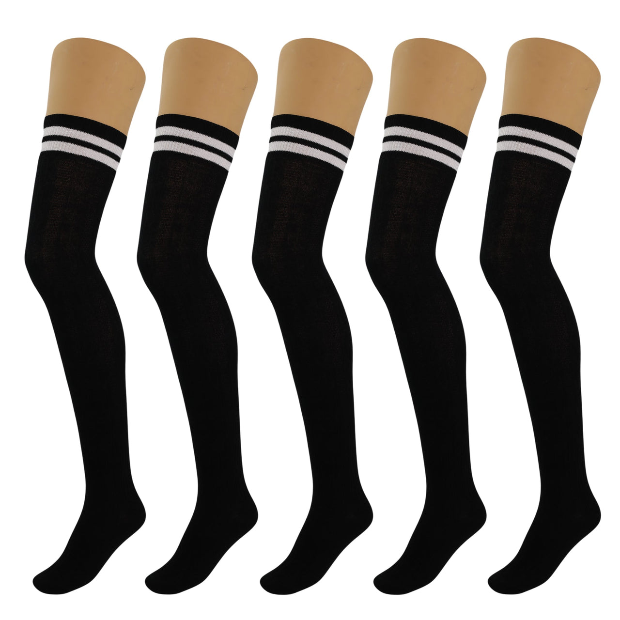 5 Pairs Over Knee Thigh Socks Knee-High Warm Stocking Women Boot Sock Leg Warmer High Socks - FITS SIZES 5-10 - 9 COLORS -