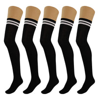 Thumbnail for 5 Pairs Over Knee Thigh Socks Knee-High Warm Stocking Women Boot Sock Leg Warmer High Socks - FITS SIZES 5-10 - 9 COLORS -