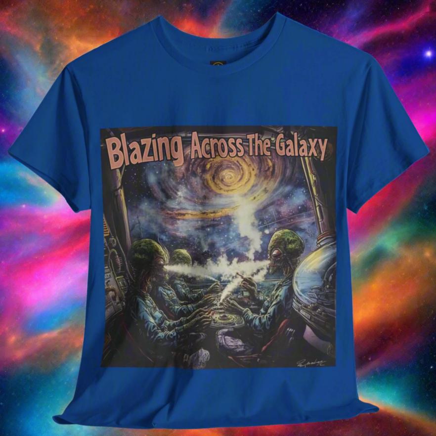 "Blazing Across the Galaxy", Alien T-Shirt, Funny Tee - 4 COLORS -