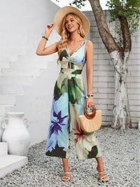 Thumbnail for Cutout Printed Wide Strap Jumpsuit - Beach or Everyday - T - 3 COLORS -